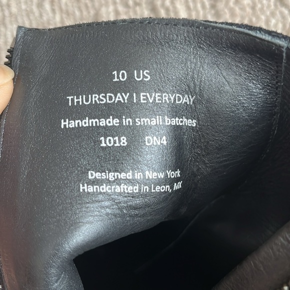 Thursday Everyday Paloma Suede Block Stacked Heel Boots Black size 10 - Picture 12 of 12